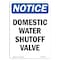 Signmission OSHA Notice, 5" Height, Domestic Water Shutoff Valve Sign, 5" X 3.5", Portrait OS-NS-D-35-V-11455 - alternate 1